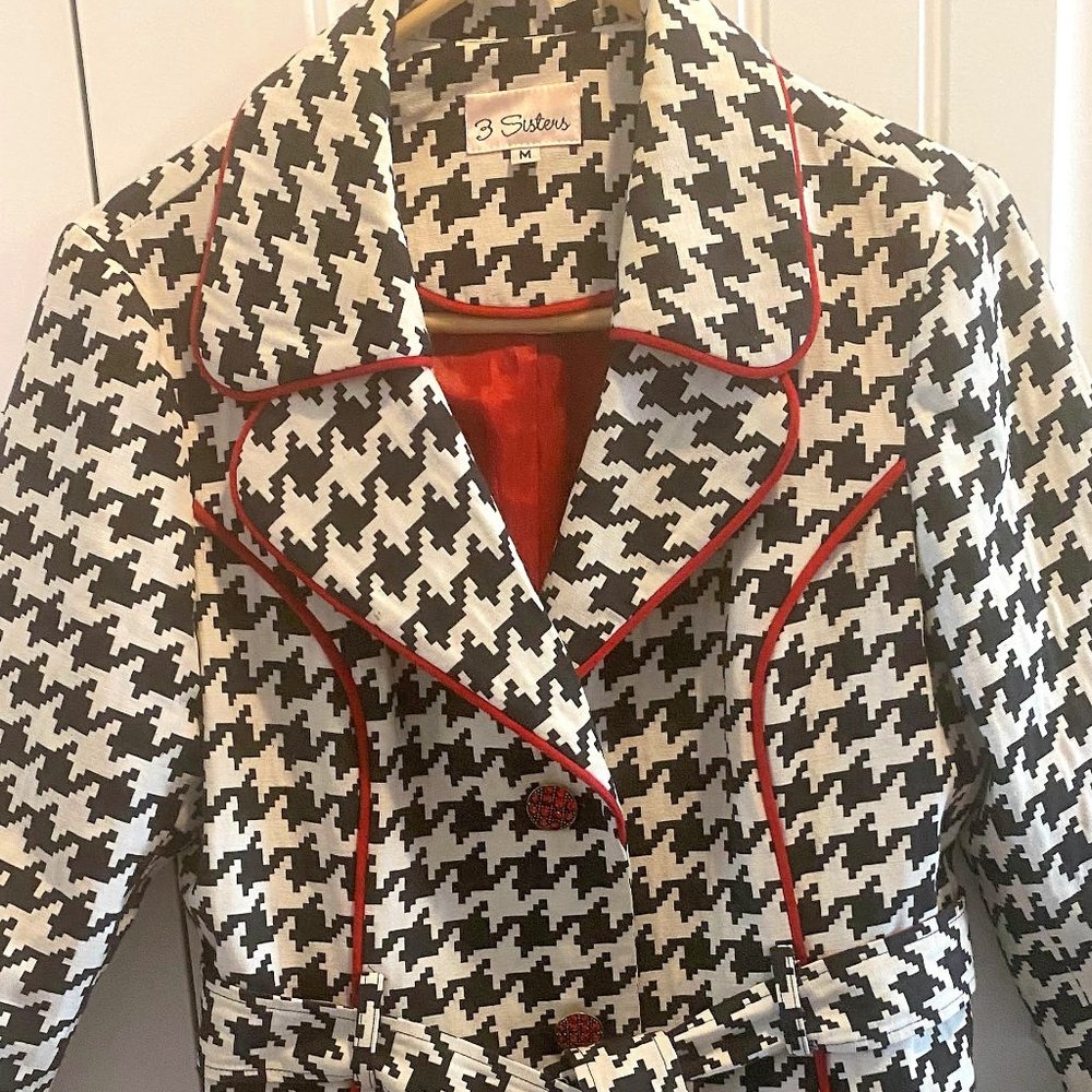 Houndstooth Ladies Belted Jacket